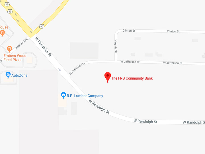 map showing financial center branch in Vandalia, IL