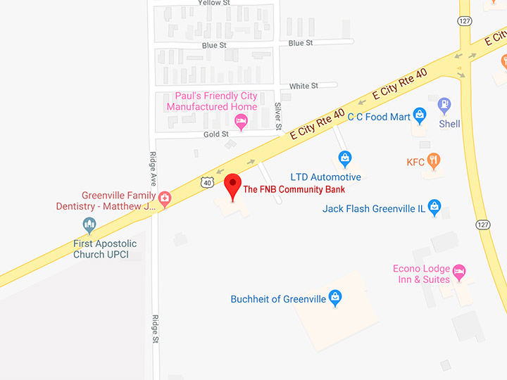 map showing location of Greenville, IL branch
